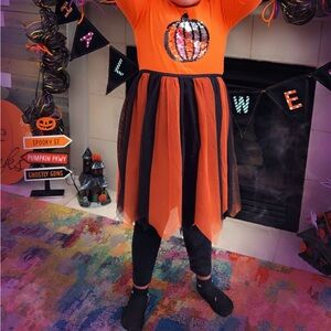 Halloween pumpkin sequined dress